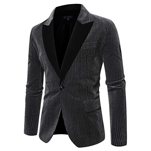 MIS1950s Men's Casual Blazer Jacket Slim Fit Coats Mid-Weight One Button Trend Suit Jacket Business Wedding Party Outerwear
