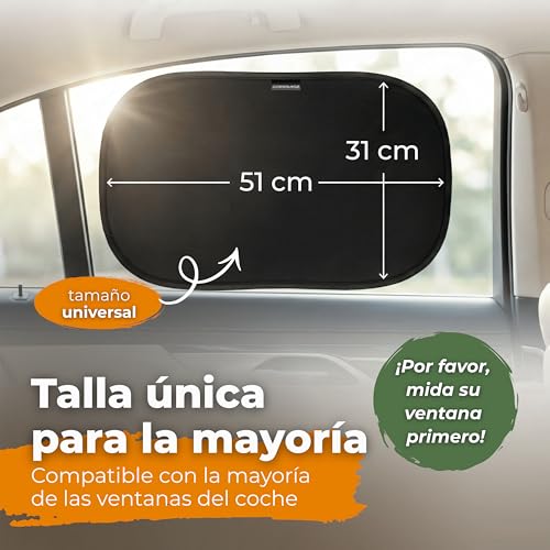 CARAMAZ Baby Car Sun Shade with UV Protection, Reach Certified – OPTI-Dark – GSM100+ – Darkening 51 x 31 cm, 2 Units Turtle