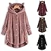 Misaky Hoodie with Cat Ears Solid Color Plush Casual Button Pocket Long Sleeve Hood Tops Outwear Coatthumb 1