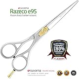 Suvorna 6” Precision Razor Edge Japanese Stainless Steel Barber Scissors. Hair Styling, Trimming & Cutting with Fine Tension Adjustment. Lifetime Warranty. Razor Sharp Perfect for Salons & Home Use