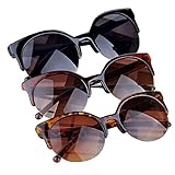 Anywa Fashion Vintage UV400 Sunglasses Retro Cat Eye Semi-Rim Round Glasses Unisex