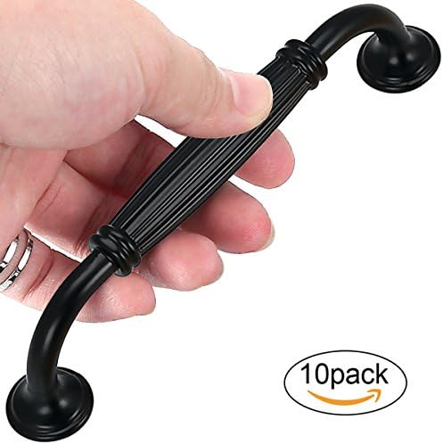 Black kitchen cabinet handles modern 5.8 inch,Dresser Drawer Handles (10-Pack) Bar Handle Pull &amp; Kitchen Cabinet Hardware by JAYONG (Cabinet handles -03)