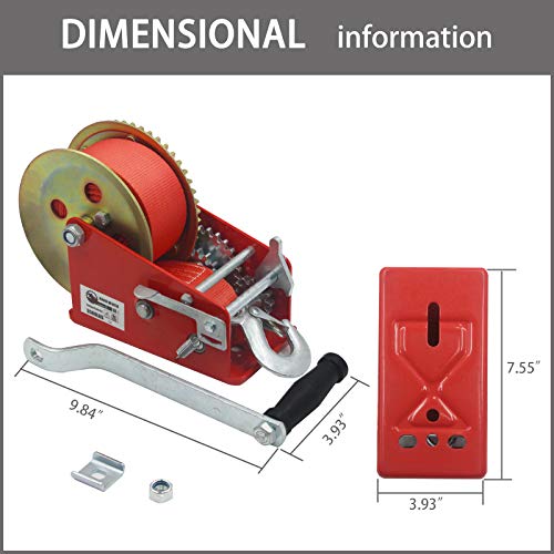 OPENROAD Boat Winch 3200lbs Hand Winch, with 32ft Red Strap and 2 Speed switchable, for Boat Trailer Towing Winch… - Image 5