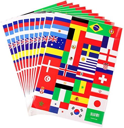 Yeefant 5pcs High Fidelity No Skin Damage Countries Flag Waterproof Face Body Soccer Stickers Temporary Tattoos,8.7x11.4 Inch,Single Size 1.4x2 Inch
