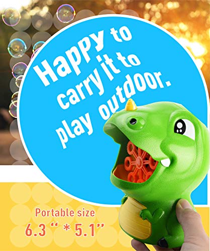 Gasince Bubble Machine Dinosaur Bubble Blower 500+ Bubbles Per Minute Automatic Bubble Maker Toddlers Boys Girls Birthday Party Bubble Machine for Kids Outdoor Activities