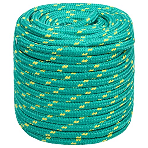 vidaXL Bootsseil Ankerleine Festmacher Tauwerk PP Leine Seil Tau Polypropylenseil Geflochten Flechtleine Grün 18mm 100m Polypropylen