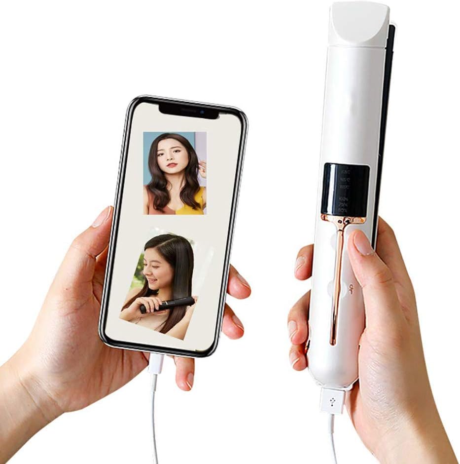 Protable 2 in 1 Cordless Hair Straightener&Hair Curler Adjustable Temperature Suit for All Hair Types