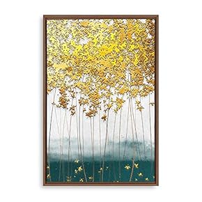 Framed Canvas Wall Art Golden Forest Canvas Prints Home Artwork Decoration for Living Room,Bedroom - 16x24 inches
