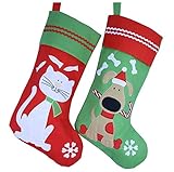 Wewill Lovely Embroidered Pets Pattern Christmas Stockings Dog or Cat 16-Inch Length (Cat)