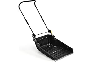 GENERIC Salches 26” Poly Sleigh Shovel, Foldable Scoop Snow Shovel w/Ergonomic Handle & Wheels, Extra Large Capacity Rolling Snow Pusher Scoop, Ideal for Walkways/Driveway/Sidewalks/Patios (Black)