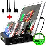 USB Charging Station - Fast Charging Dock - 4-Port - Cell Phone Tablet IPad IPhone Docking Station for Android IOS Devices - Multiple Charging Station - Charger Dock - Multi Charging Station Organizer