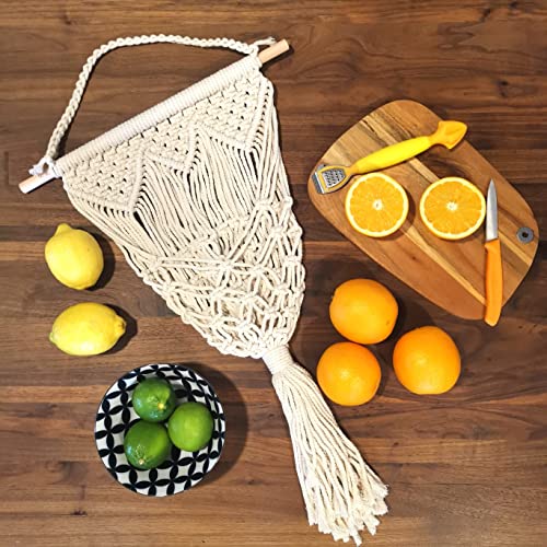 Kiki's Living Wall Fruit Basket for Kitchen Macrame Wall Mounted
