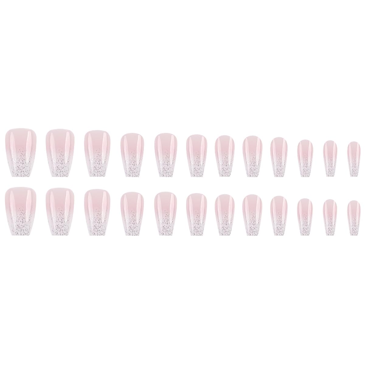 24pcs French Tip Press on Nails Short Square Pink Fake Nails with Glitter Design Glue on Nails Gradient False Nails Supplies Full Cover Glossy Acrylic Nails for Women Girl - Image 5