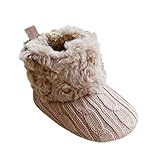 Weixinbuy Baby Girls Knit Soft Fur Winter Snow Boots Crib Shoes Khaki 0-6M