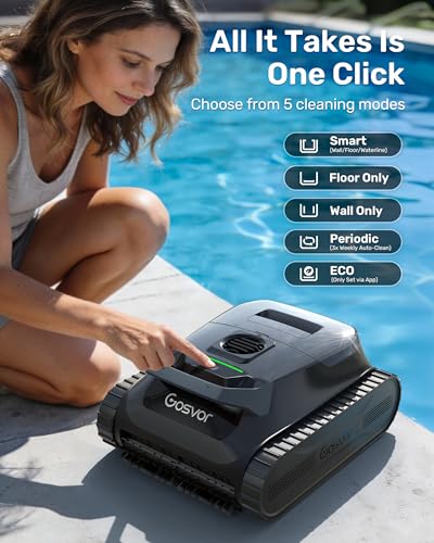 (2026 New) Gosvor Pool Vacuum Robot LiteVac G1, Wall & Waterline & Platform, 15.2 lbs Ultra-Lightweight, Up to 200-Min Runtime, Double Filtration, Smart Navigation & App, for Pools up to 2153 sq.ft