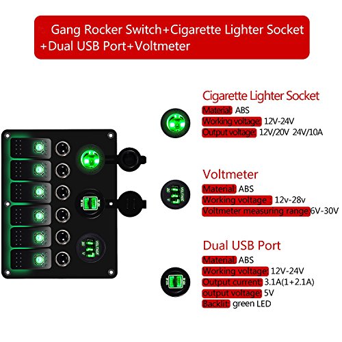 image for DCFlat 3 Gang / 4 Gang / 6 Gang / Circuit LED Car Marine Boat Rocker S