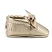 OOSAKU Infant Tolddler Baby Soft Sole PU Leathe Bowknots Shoes (6-12 Months, Gold)