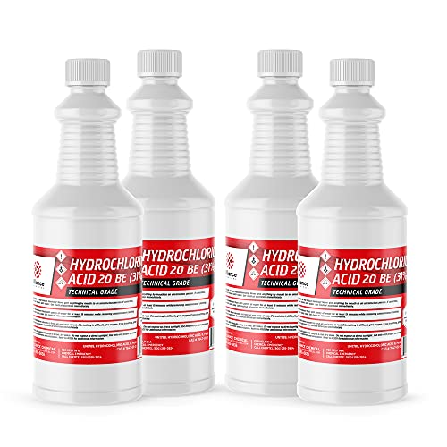 Hydrochloric Acid 1 Gallon (4) 32 Fl Oz Bottles Muriatic Acid 20