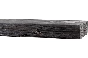 Modern Ember Vara Wood Mantel Shelf - 72 Inch Ebony | 3 Inch Height - Variations in Grain and Natural Distresssing | Wooden Floating Wall Mounted Shelf - for Fireplaces & Décor