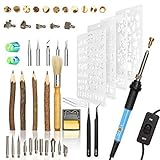 48Pcs Wood Burning Kit, Wood Carving Pen, Embossing, Adjustable Temperature Soldering Iron, Case, Silicone Tips, Stencils, twig pencils, Pyrography, Branding, Engraver Wood Burner, Creative DIY Hobby