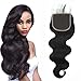 Usheen Hair Body Wave Closure Brazilian Virgin Hair Body Wave Hair Closure Human Hair Pre Plucked Closure Hand Tied Swiss 4x4 Closure with Baby Hair 8 Inch Free Part Can Be Dyed and Bleached