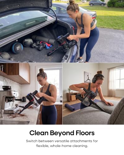 KIPMAX Cordless Vacuum Cleaner, 45KPa 450W Stick Vacuum for Pet Hair & Hardwood/Carpet, Lightweight Vacuum Cleaners, 55Min Runtime Self-Standing Anti-Tangle, Aspirateur Balai Sans (X10)