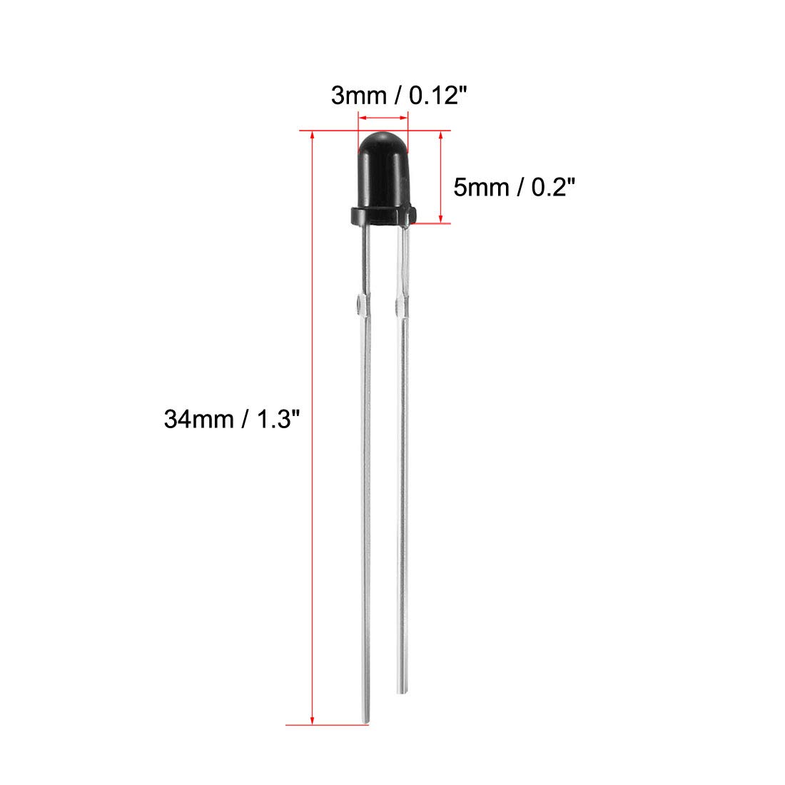 uxcell 50pcs Photosensitive Diode Photodiodes Light Sensitive Sensors