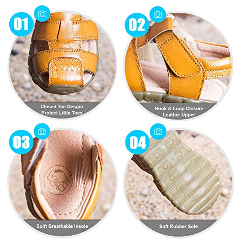 image for LONSOEN Leather Outdoor Sport Sandals,Fisherman Sandals for Boys(Toddl