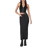 Forever 21 Womens Denim Midi Slit Skirt