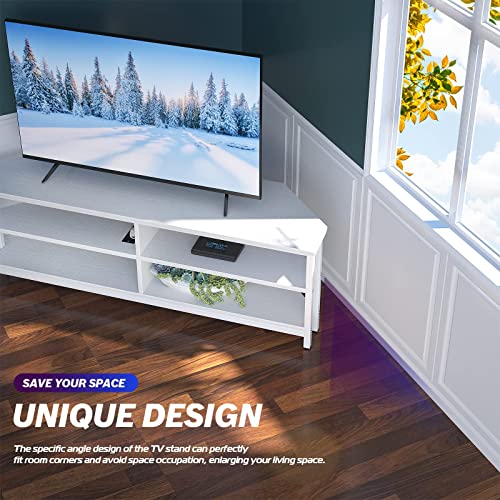 Unikito Corner TV Stand Builtin Power Outlet, Corner Entertainment