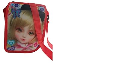 KGN Girls Tafta Barbi Girl 3D Side Sling Bag (Red)