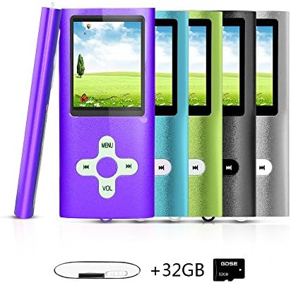 Goldenseller Mp3 / Mp4 Player, with 32GB Micro SD Card, Media Player, Portable Videos Player, Music Player, Voice Recording Player, Supporting MP3, WMA, JPEG and TXT files (32GB,Purple)