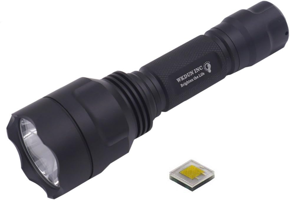 WKDUN INC C8 CREE XP-L HI V2 6500K 1 Mode 1600 Lumen 12x7135 LED Driver Circuit Board 4.2A High Power Strong Light LED Flashlight Torch power by 18650 battery(Torch only)
