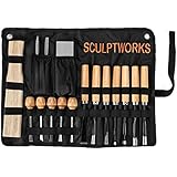 Wood Carving Chisel Tool Set 16 Piece from SculptWorks is designed for the Woodsculpting Novice, includes Carving File, Wood Mallet &amp; Sharpening stone &amp; very helpful Wood Sculpting Informational Flyer