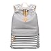 Abshoo Causal Canvas Stripe Backpack Cute Lightweight Teen Backpacks For Girls School Bookbag (Grey)