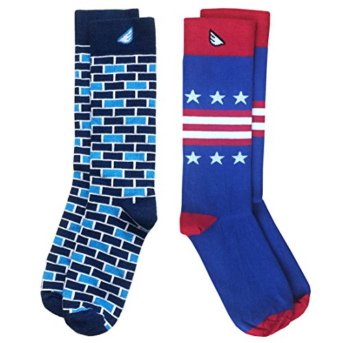 Mens Cotton Premium Quality Colorful Fun Patterned Dress Socks 2-Pack, Made in America