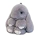 Genuine Rex Rabbit Fur Charm Bunny Rabbit Plush Toy Handmade Cute Fluffy Real Fur Keychain Cell Phone Charm, 6-Inch Tall (light grey)