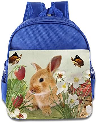Summer Bunny Strawberries Kids Book Backpack Bags Boys Girls School Bag Outdoor RoyalBlue