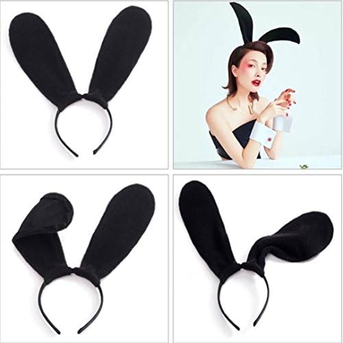 DreamsMAX Creative Multivariant Hoop Style Sexy Wool Rabbit Ears Headband For Party (Black)