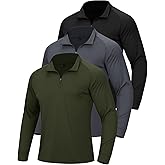3Pack Men’s Quarter Zip Pullover Athletic Shirts Long Sleeve Sweatshirts Quick Dry Shirts Tops for Running Workout Golf Gym