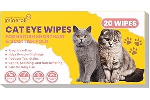 Cat Eye Wipes for British Shorthair and Scottish Fold - Individually Wrapped, Gentle Tear Stain Remover, Fragrance-Free, Alco