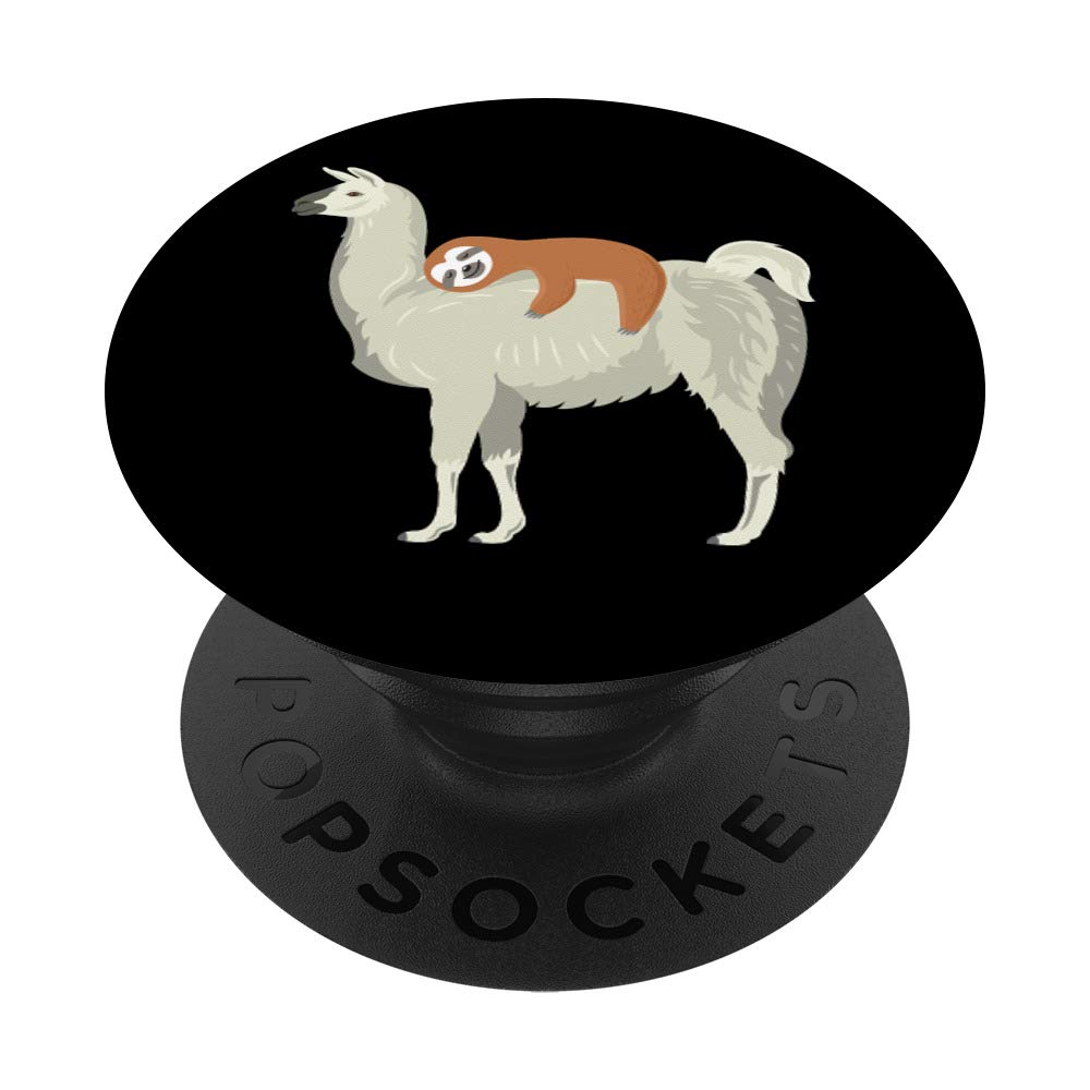 Cute & Funny Sloth Sleeping on Llama PopSockets PopGrip: Swappable Grip for Phones & Tablets