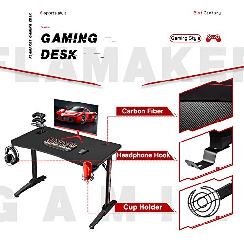 Flamaker Gaming Desk 44 Inch Gaming Table Computer Desk Gamer Table T