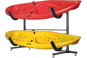 RAD Sportz Kayak Storage Rack - Freestanding Adjustable Stand with Padded Arms and 400lb Capacity for Canoes, SUP, or Paddleboards (Black)