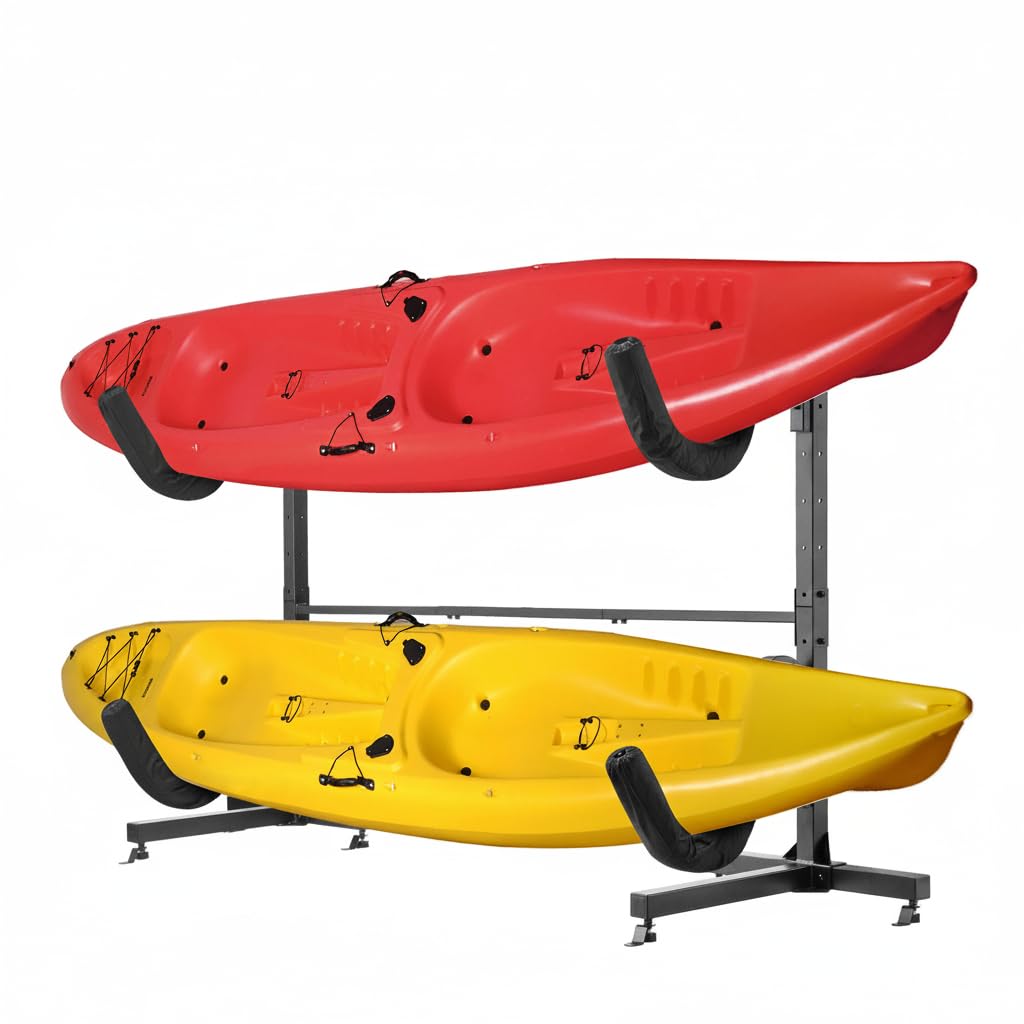 Photo 1 of 2-Kayak Storage Rack - Freestanding Vertical Stand for Paddleboards or Kayaks with 175lbs Capacity - For Indoor or Outdoor Use by Rad Sportz (Black)