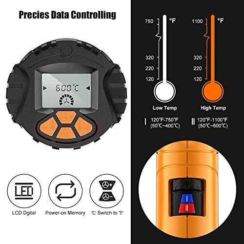 Heat Gun, SEEKONE 1800W Hot Air Gun Kit with Large Digital LCD Display Variable Temperature (120°F-1100°F) Memory Settings and Four Nozzles for Paint Remover/Stripper, Home Improvement/Restoration