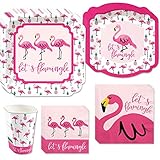 Flamingo - Party Like a Pineapple - Baby Shower or Birthday Party Tableware Plates, Cups, Napkins - Bundle for 16