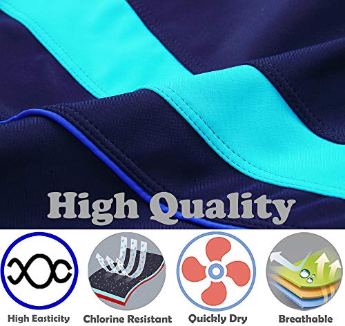 ANTSANG Womens One Piece Swimsuit Bathing Suit for Athletic Sport Training Exercise Racing (Blue, 16/18 (XL) - Thumbnail 3