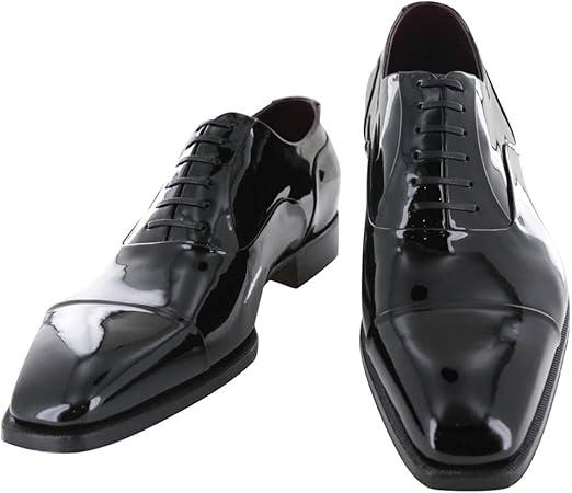 black patent leather tuxedo shoes