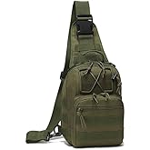 Tactical Sling Shoulder Backpack for Men, Outdoor MOLLE Military Chest Bag EDC Crossbody Bag Small Sports Backpack (Army green)